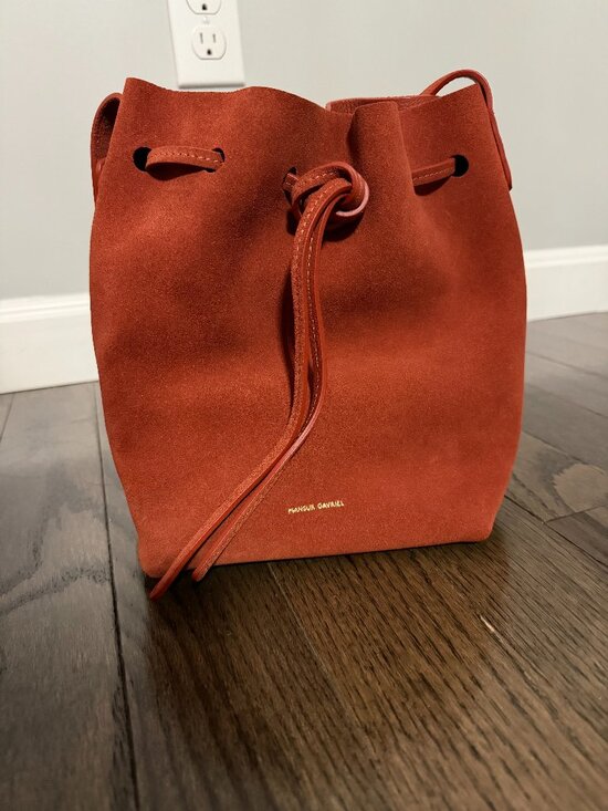 Mansur Gavriel Handbags - Mansur Gavriel Tan Suede Crossbody Bucket Bag